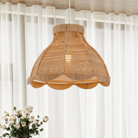 Japanese-Inspired Petal Bloom Rattan Woven Pendant Light
