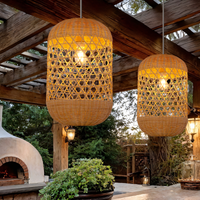 Japanese Capsule-Shaped Rattan Pendant Light