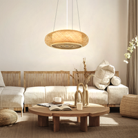 Lutta-Handcrafted Japanese-Style Natural Bamboo Finish Flat Rattan Ceiling & Pendant Light