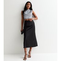Silver High Neck Sleeveless Satin Top