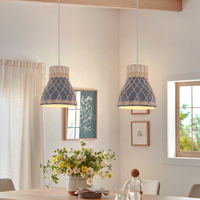 Modern Rattan Pendant Light Available in Grey, Pink, and White