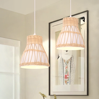Modern Rattan Pendant Light Available in Grey, Pink, and White