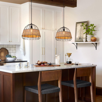 Handcrafted Rattan Pendant Light with Iron Frame for Home Décor