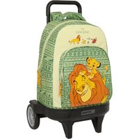 School Rucksack with Wheels Mufasa Green Beige 33 x 45 x 22 cm
