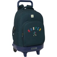 School Rucksack with Wheels Harper & Neyer Navy Blue 33 x 45 x 22 cm