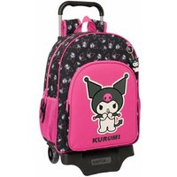 School Rucksack with Wheels Kuromi Black Fuchsia 33 x 42 x 14 cm