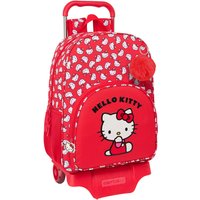 School Rucksack with Wheels Hello Kitty Iconic White Red 33 x 42 x 14 cm