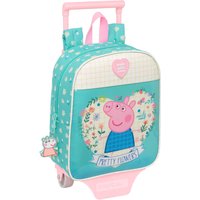 School Rucksack with Wheels Peppa Pig Pretty flowers Yellow Mint 22 x 27 x 10 cm