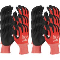 Milwaukee Cut Level 1 Dipped Work Gloves Black / Red XL Pack of 12