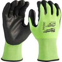 Milwaukee Hi Vis Cut Level 3 Dipped Work Gloves Black / Yellow XL Pack of 1