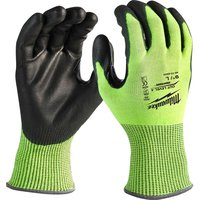 Milwaukee Hi Vis Cut Level 4 Dipped Work Gloves Black / Yellow M Pack of 1