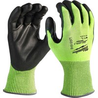 Milwaukee Hi Vis Cut Level 4 Dipped Work Gloves Black / Yellow S Pack of 1