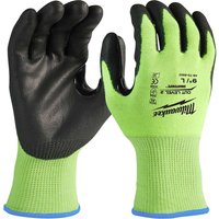 Milwaukee Hi Vis Cut Level 2 Dipped Work Gloves Black / Yellow L Pack of 1