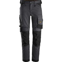 Snickers 6341 Mens Allround Work Stretch Slim Fit Trousers Grey / Black 33" 32"