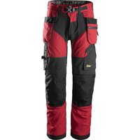 Snickers 6902 Mens Flexiwork Work Holster Pocket Trousers Regular Fit Red / Black 35" 35"