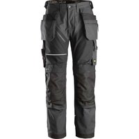 Snickers 6214 Mens Ruff Work Canvas Trousers Holster Pockets Steel Grey / Black 35" 30"