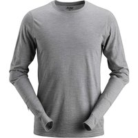 Snickers 2427 Mens AllroundWork Wool Long Sleeve T Shirt Grey 2XL