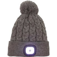 Town and Country Bobble Hat and Rechargeable LED Head Torch Grey One Size