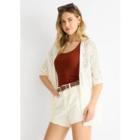 White Crochet Knit Edge to Edge Cardigan