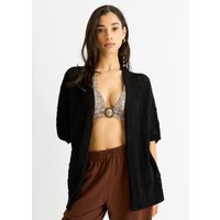 Black Crochet Knit Edge to Edge Cardigan