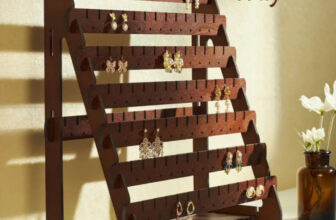 Retro Wooden Earring Holder Earring Display Stand Wood Necklace Hanging Stand
