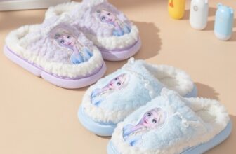 Elsa Princess Kids Girls Faux Fur Sequin Dress Shoes Home Flats Slippers Warm