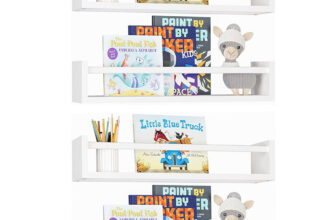 Floating Shelves Wood Set 4 Wall Mounted Shelf Display Book Shelf For Kids Home