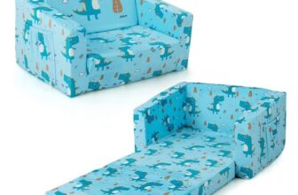 2-in-1 Kids Convertible Couch Children Fold out Sofa Bed Lounger Soft Velvet