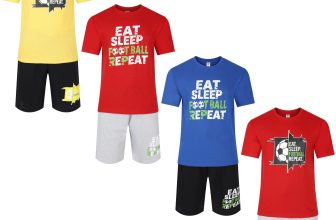 Mens Short Pyjamas Football PJ Sets Footy Night Sleep Lounge Wear L XL XXL New