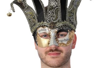 Jester Venetian Mask  Masquerade Eye Mask Mens Fancy Dress Cosplay Halloween