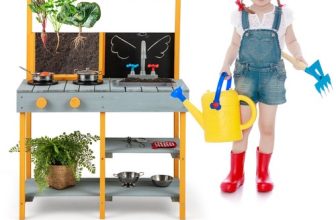 Costway Kids Mud Kitchen Outdoor Kitchen Playset with Storage Shelves-Blue