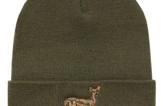 Men’s Deer Embroidered Luxury Soft Knit Khaki Green Beanie Hat