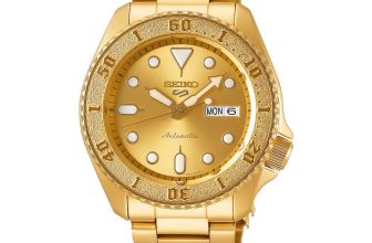 SEIKO MENS 5 SPORT WATCH SRPE74K1 GOLD DIAL -WARRANTY-RRP 399.00