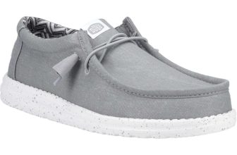 HEY DUDE Wally Canvas – Mens Lightweight Slip On Casual Shoe Light Grey