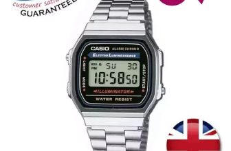 New CASIO Retro Classic Unisex Digital Bracelet Watch A168WA Silver UK