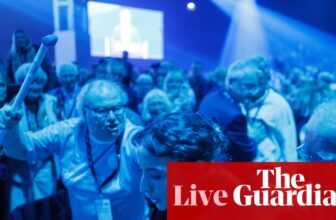Farage and Jenrick to speak on final day of Reform conference marred by scandal and protests – UK politics live | Politics