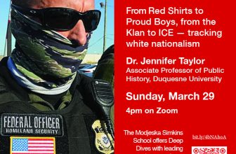 Deep Dive March 29 on Zoom: tracking white nationalism in America