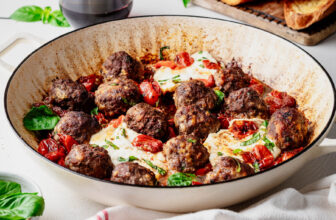 Pan-Roasted Tomato Meatballs with Burrata