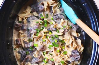 Slow Cooker Beef Stroganoff | 45g of Protein Per Serving!