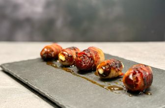 Bacon-Wrapped Dates with Blue Cheese and Hot Honey
