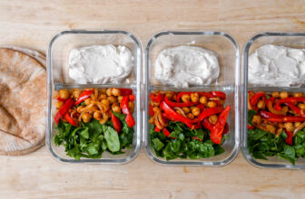 Chickpea Pita Pocket with Tahini Yogurt Sauce (Vegetarian Lunch)