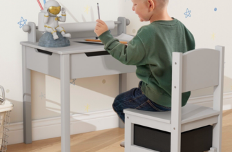 Kids Table and Chair Set with Flip-up Tabletop Study Play Writing Drawing