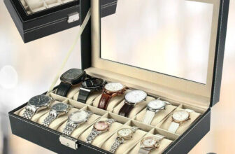 Men 12Grid PU Leather Watch Display Case Jewellery Collection Storage Holder Box