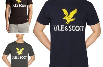 Lyle & Scott Mens T Shirts Crew Neck Cotton Glitch Printed Graphic T Shirt S-2XL