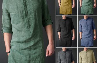 INCERUN Mens Kurta Collar Shirt Long Sleeve Kaftan Casual Tops Dress Tunic Tee