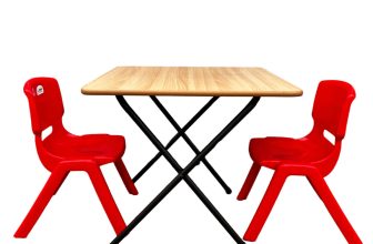 Kids Study Table Desk Classroom Table Folding + 2 chairs RED Children Home work