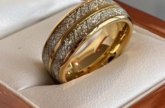 Men 8mm Stainless Steel Ring Vintage Meteorites Inlay Wedding Engagement Band UK
