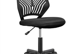 Kids Desk Chair Armless Study Chair Computer Chair with Back Support Wheels Home
