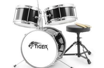 Tiger Junior Kids Drum Kit, 3 Piece Beginners Drum Set with Stool