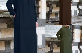 Men Muslim Robe Abaya Islamic Clothes Tunic Dress Long Sleeve Shirts Maxi